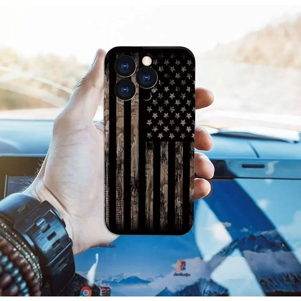 iPhone 15 Pro Case,American Flag Camo 3D Design Phone Case‎ 6.1 Inch
